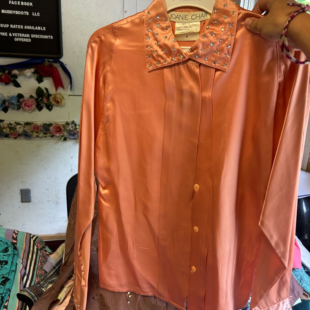 Joanie Char Orange Satin Blouse